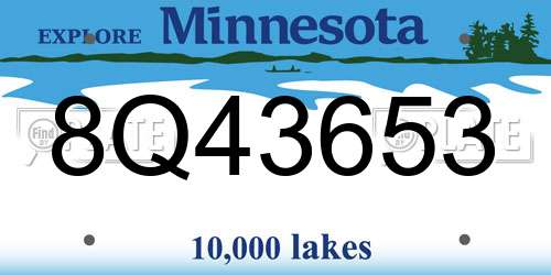 8Q43653 Minnesota License Plate