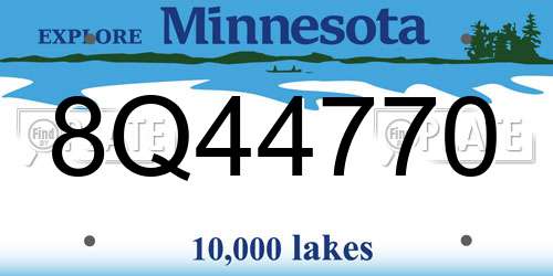 8Q44770 Minnesota License Plate