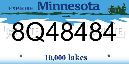 8Q48484 Minnesota License Plate