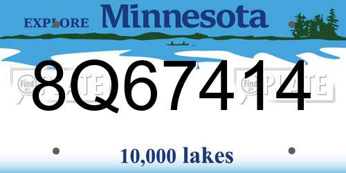 8Q67414 Minnesota License Plate