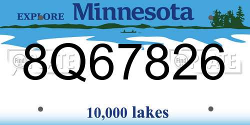 8Q67826 Minnesota License Plate