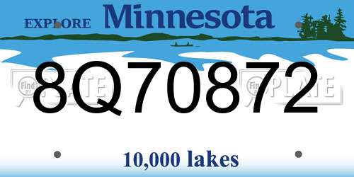 8Q70872 Minnesota License Plate