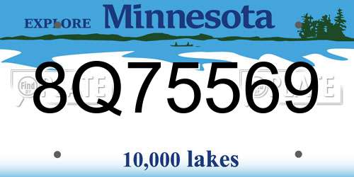 8Q75569 Minnesota License Plate