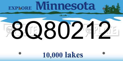 8Q80212 Minnesota License Plate