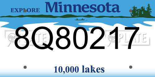 8Q80217 Minnesota License Plate