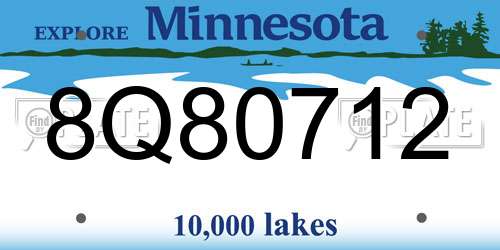 8Q80712 Minnesota License Plate