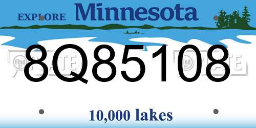 8Q85108 Minnesota License Plate
