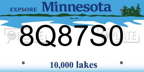 8Q87S0 Minnesota License Plate
