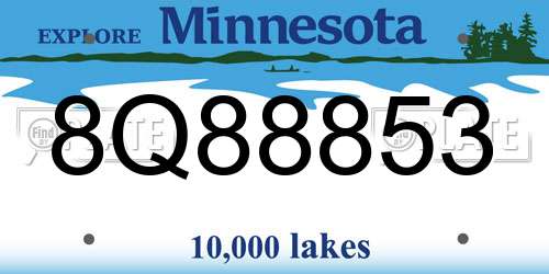 8Q88853 Minnesota License Plate