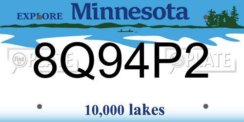 8Q94P2 Minnesota License Plate