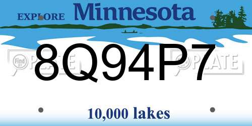 8Q94P7 Minnesota License Plate