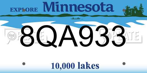 8QA933 Minnesota License Plate