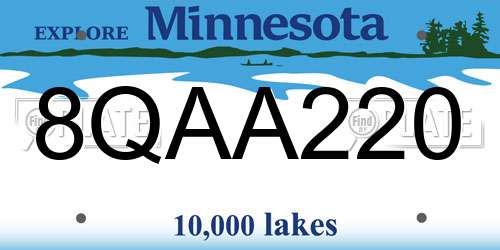 8QAA220 Minnesota License Plate