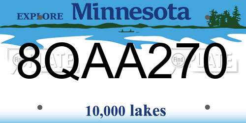 8QAA270 Minnesota License Plate
