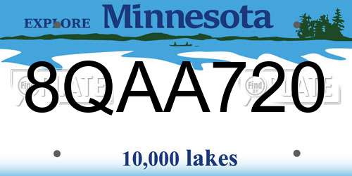 8QAA720 Minnesota License Plate