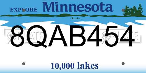 8QAB454 Minnesota License Plate