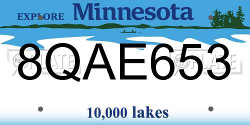8QAE653 Minnesota License Plate