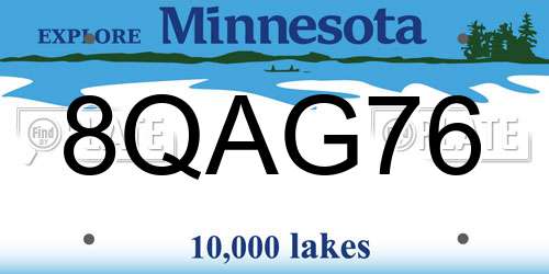 8QAG76 Minnesota License Plate