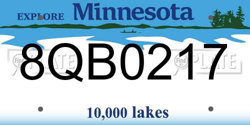 8QB0217 Minnesota License Plate