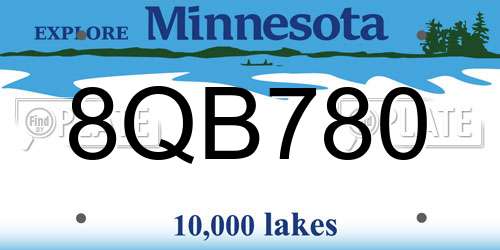8QB780 Minnesota License Plate