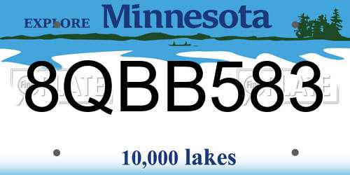 8QBB583 Minnesota License Plate