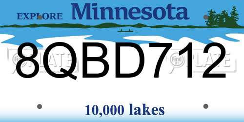 8QBD712 Minnesota License Plate