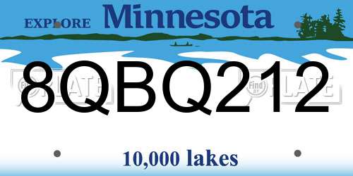 8QBQ212 Minnesota License Plate