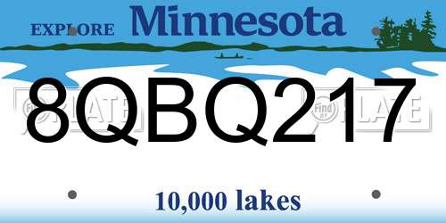 8QBQ217 Minnesota License Plate