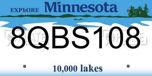 8QBS108 Minnesota License Plate