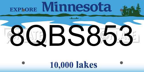 8QBS853 Minnesota License Plate