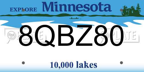 8QBZ80 Minnesota License Plate