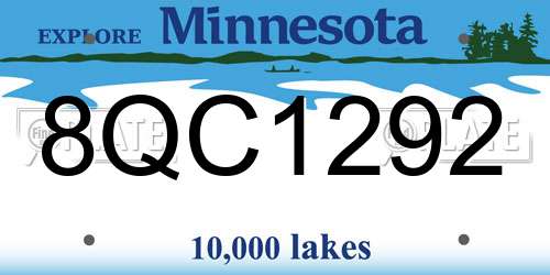 8QC1292 Minnesota License Plate