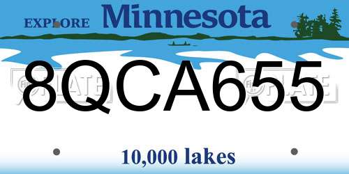 8QCA655 Minnesota License Plate