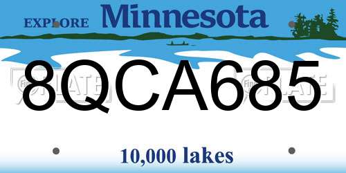 8QCA685 Minnesota License Plate