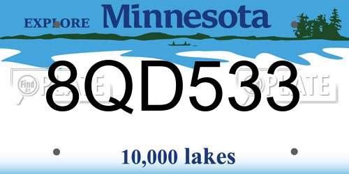 8QD533 Minnesota License Plate