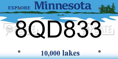 8QD833 Minnesota License Plate