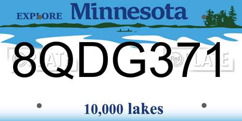 8QDG371 Minnesota License Plate