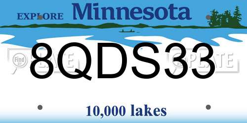 8QDS33 Minnesota License Plate