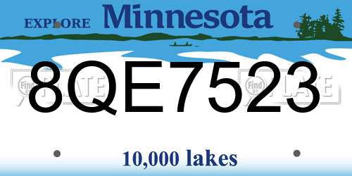 8QE7523 Minnesota License Plate