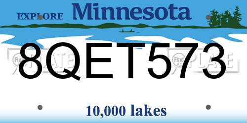8QET573 Minnesota License Plate