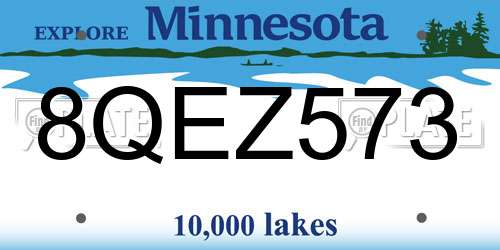 8QEZ573 Minnesota License Plate