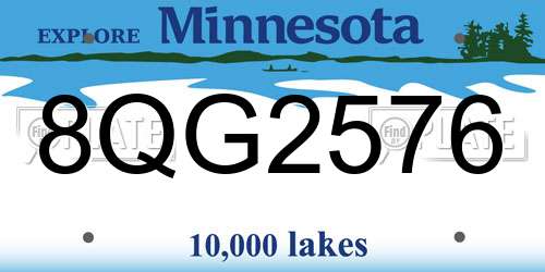 8QG2576 Minnesota License Plate