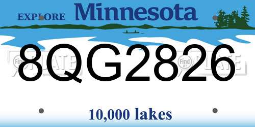 8QG2826 Minnesota License Plate