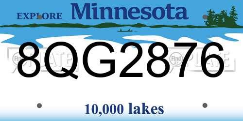 8QG2876 Minnesota License Plate