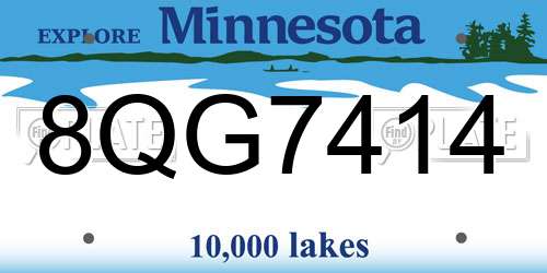 8QG7414 Minnesota License Plate
