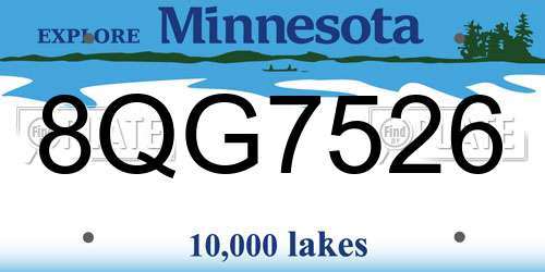 8QG7526 Minnesota License Plate