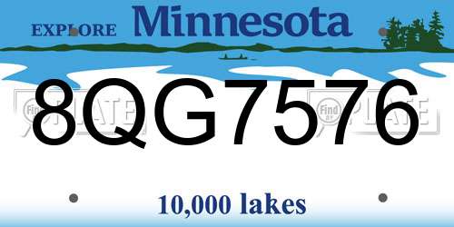 8QG7576 Minnesota License Plate