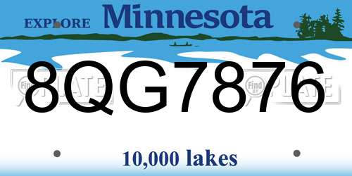 8QG7876 Minnesota License Plate