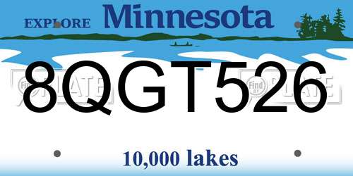 8QGT526 Minnesota License Plate