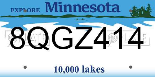 8QGZ414 Minnesota License Plate